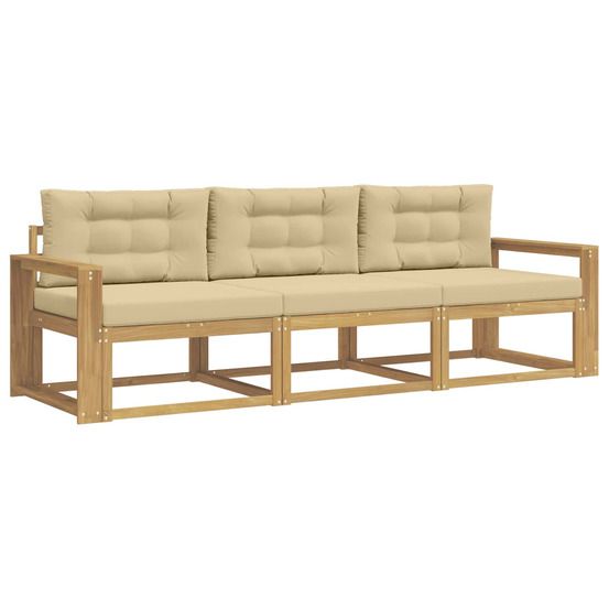Ensemble de canapés d'extérieur 3 pc blanc et beige polyester