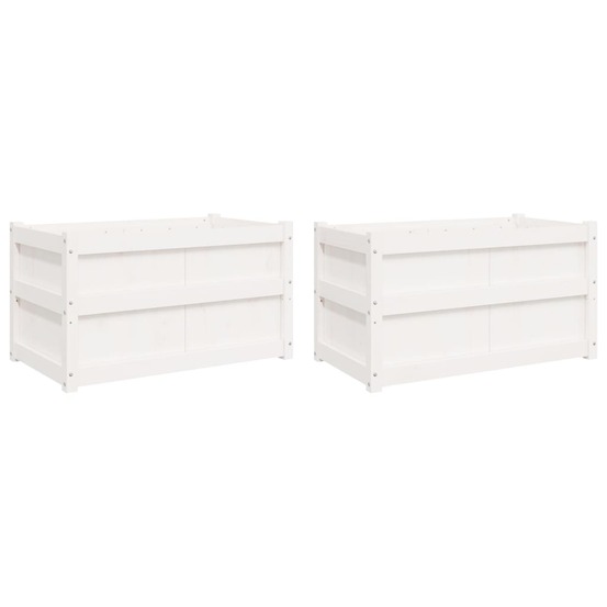 Jardinières 2 pcs blanc bois de pin massif
