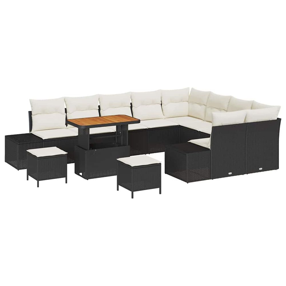 Ensemble de canapé de jardin 12 pc noir polyrotin