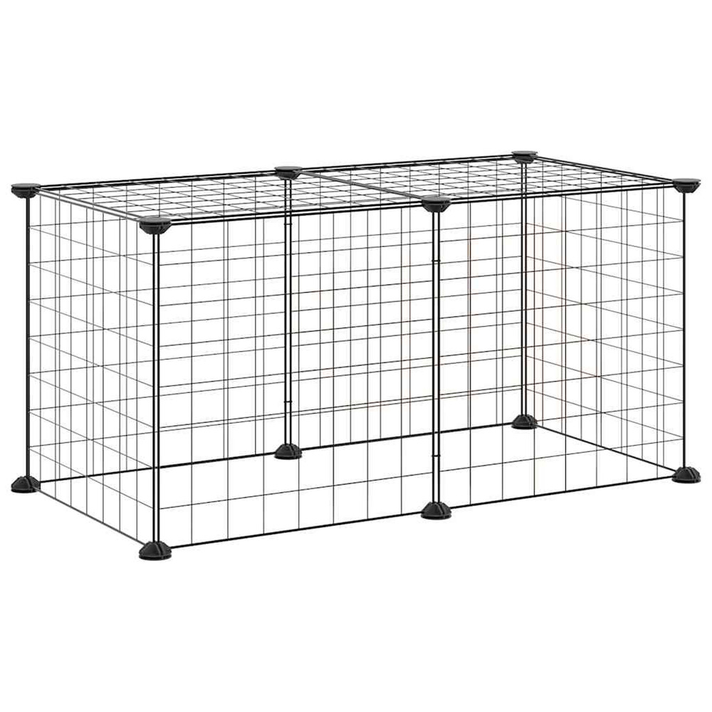 Cage animaux de compagnie à 8 panneaux noir 35x35 cm acier