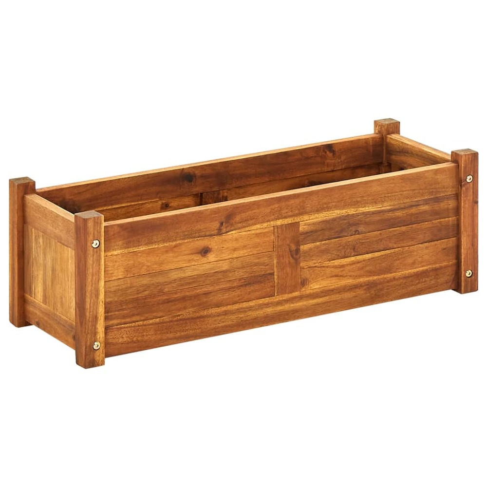 Jardinière lit surélevé plantes fleurs jardin 76 x 27,6 x 25 cm bois d'acacia