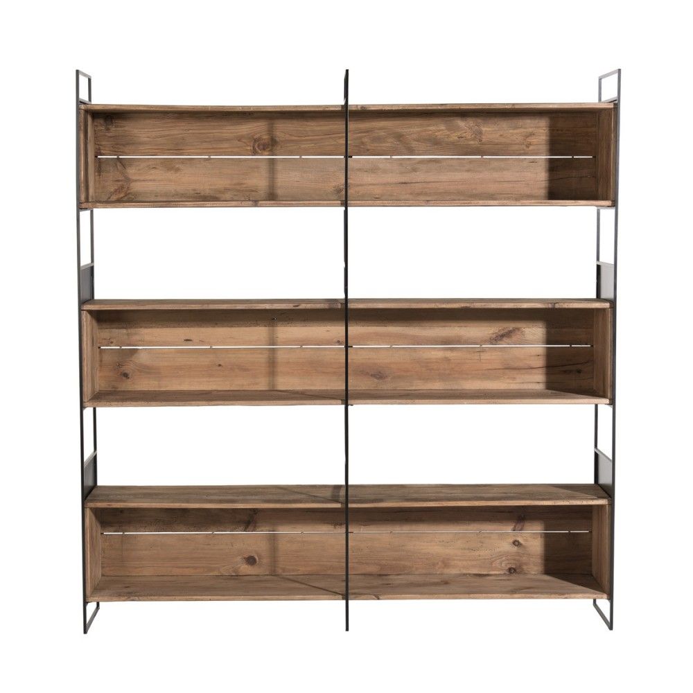 Etagère niche 3 niveaux en pin recyclé et métal noir