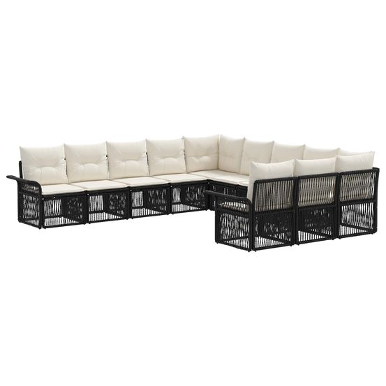 Ensemble de canapé de jardin 11 pc noir polyrotin