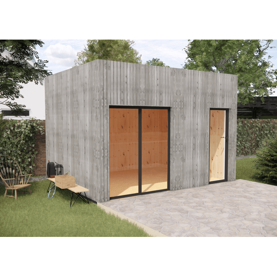 Studio de jardin bien isolé en bois 4,4 x 3,5 x 3,2 m / isolation re2020 avec plancher isolé