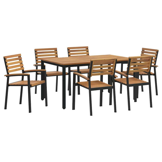 Ensemble de salle à manger pour jardin 7 pcs noir