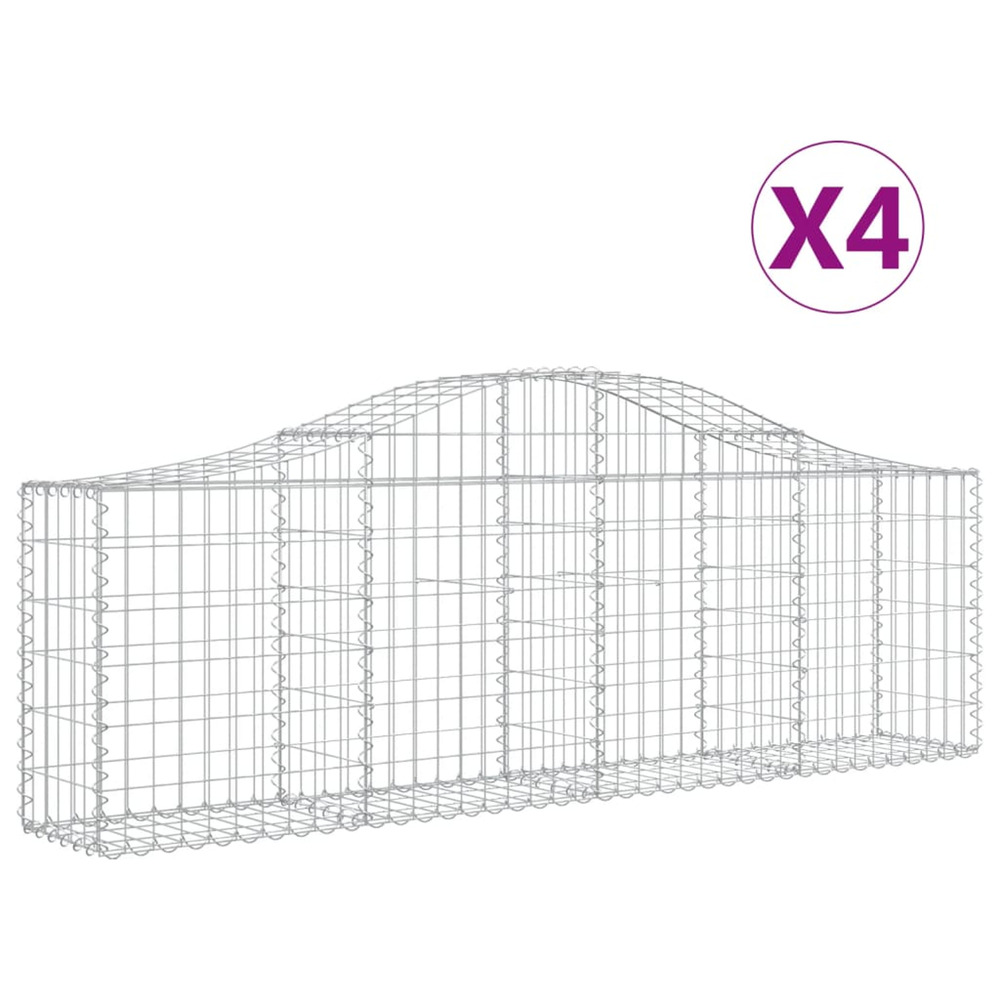 Paniers à gabions arqués 4 pcs 200x30x60/80 cm fer galvanisé