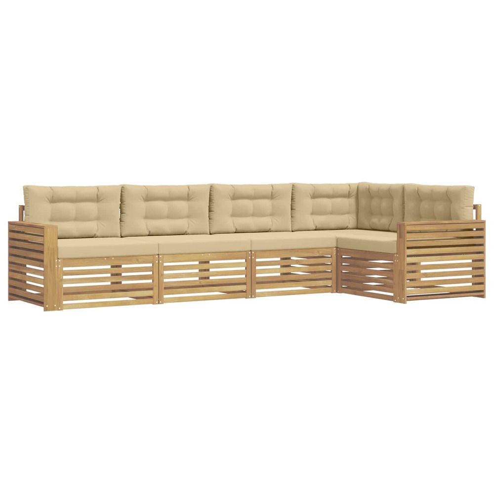 Ensemble de canapés d'extérieur 5 pc blanc et beige polyester
