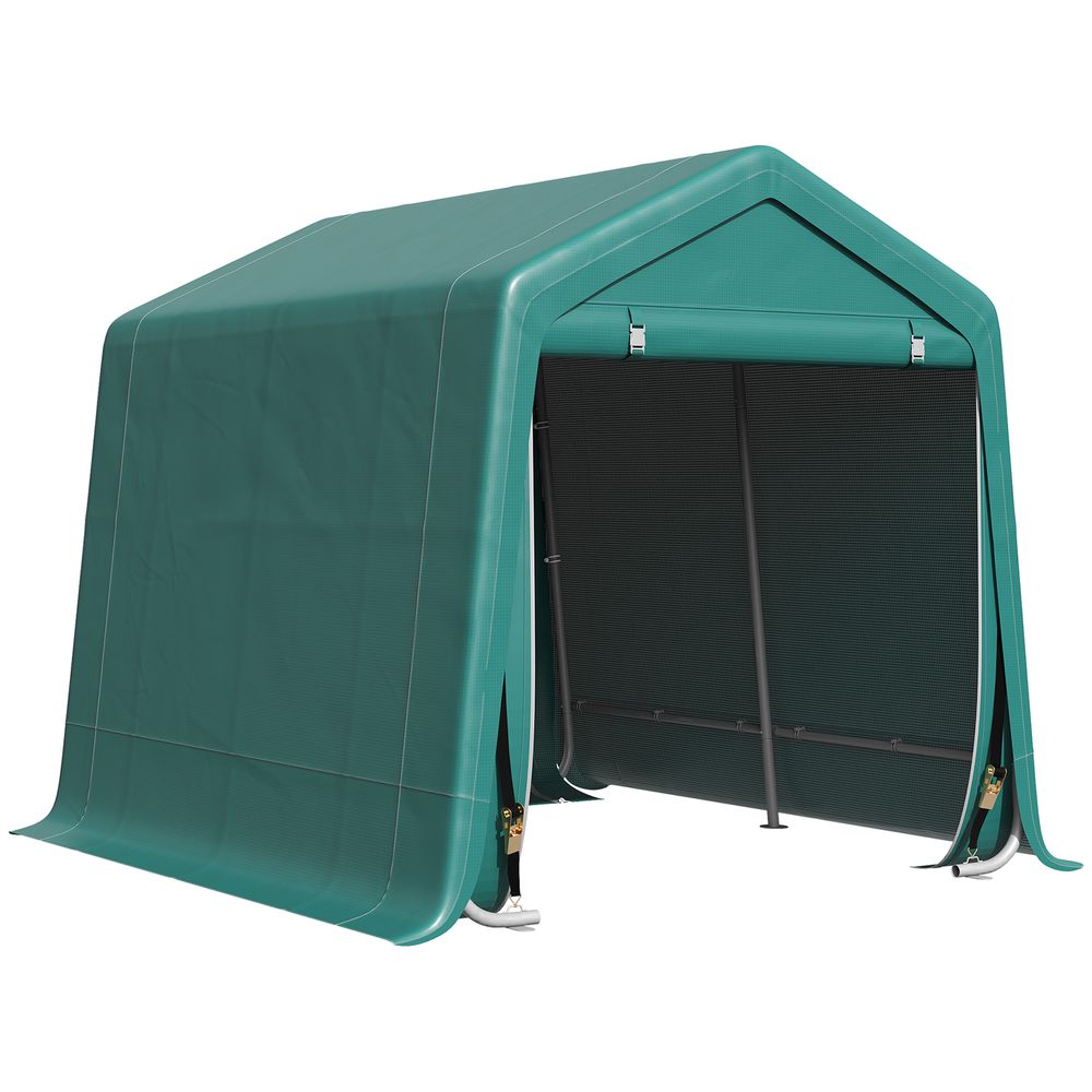 Tente garage extérieur motos vélos métal tissu pe porte zippée 240x200x202cm vert - comfortxl outdoor living