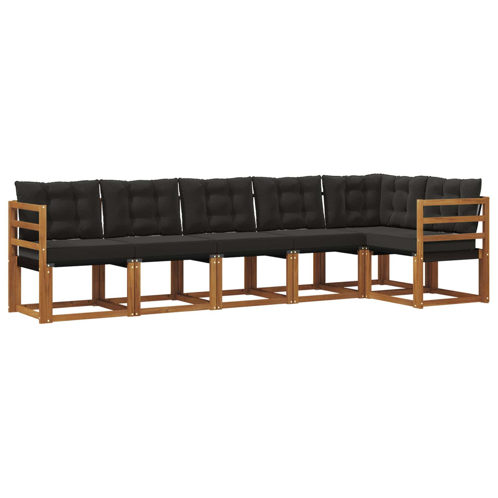 Ensemble de canapés d'extérieur 6 pcs naturel et noir