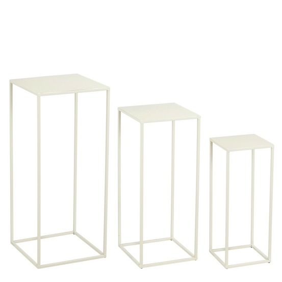 Mica decorations quinty table d'appoint - lot de 3 - l30 x l30 x h70 cm - métal - blanc cassé
