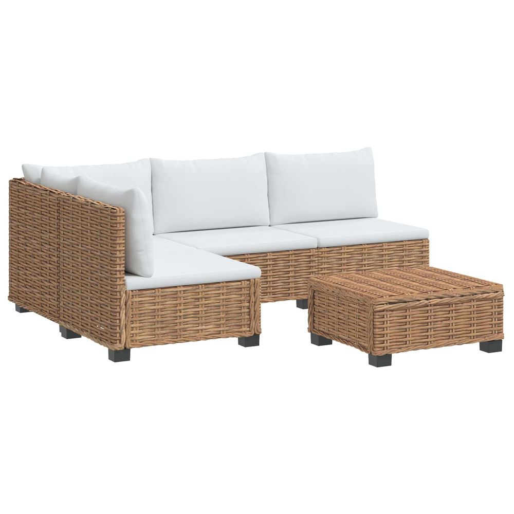 5 pc ensemble de salon en rotin avec coussins gendt naturel
