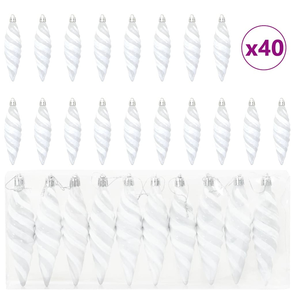 Boule en forme de spirale de noël 40 pcs blanc plastique