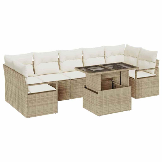 Ensemble de canapé de jardin 8 pcs beige et crème polyrotin