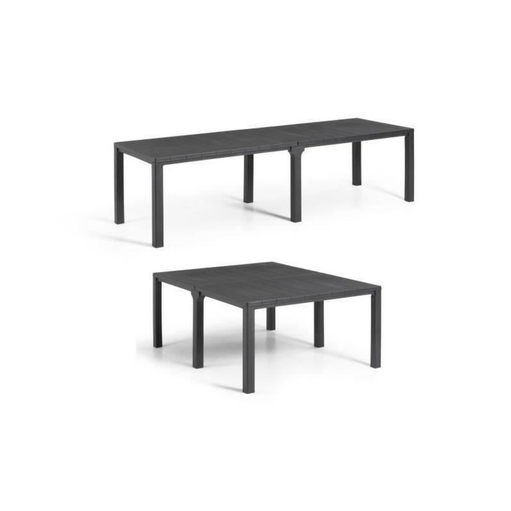 Table de jardin - rectangulaire - gris graphite - en résine finition bois - 8 a 10 personnes - julie - allibert by keter