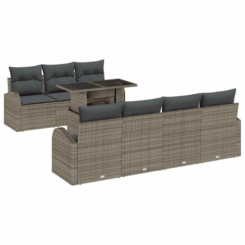 Ensemble de canapé de jardin 8 pc gris poly rattan