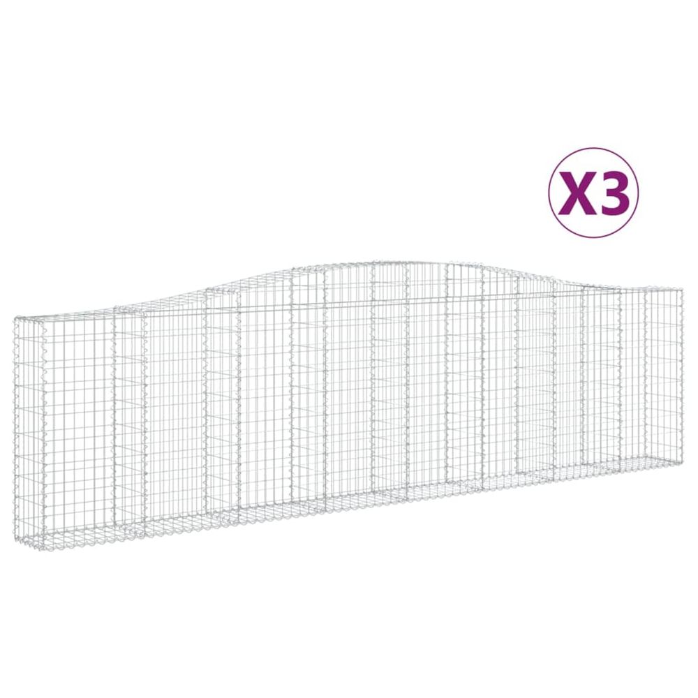 Paniers à gabions arqués 3 pcs 400x30x100/120 cm fer galvanisé