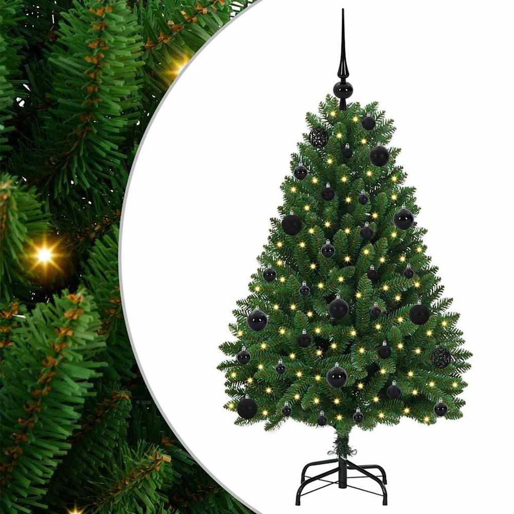 Sapin de noël artificiel avec 150 led vert 120 cm pvc et métal