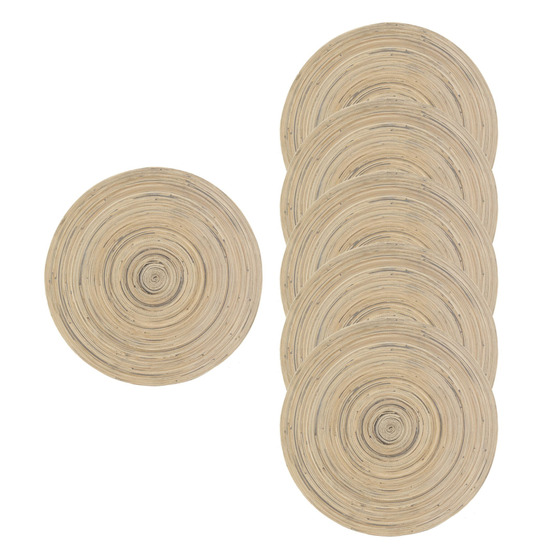 Sets de table en bambou naturel et noir (lot de 6)