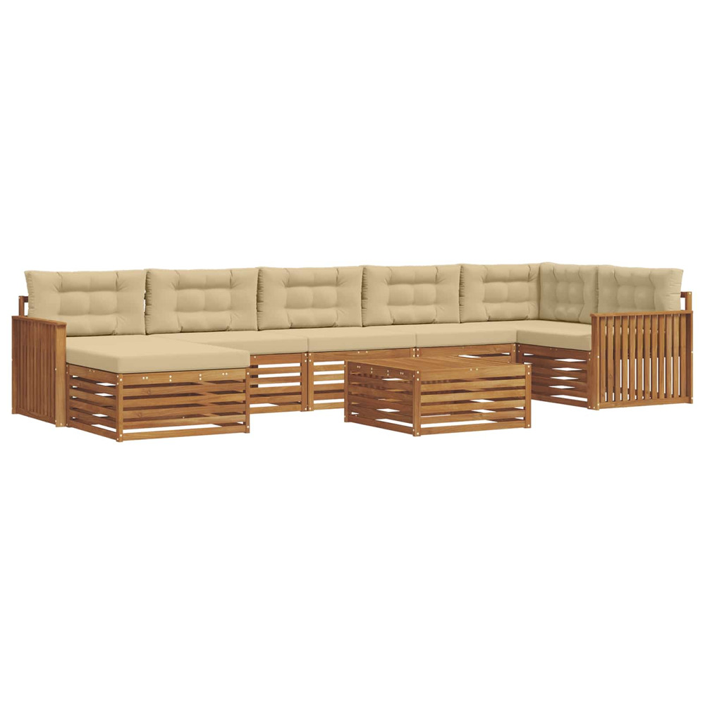 Ensembles de canapés avec coussin 8 pcs naturel et beige