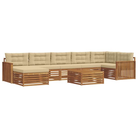 Ensemble de canapés d'extérieur 8 pcs naturel et beige