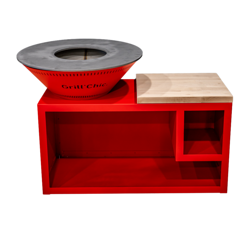 Brasero traditionnel aluminium 103 rouge double cuve