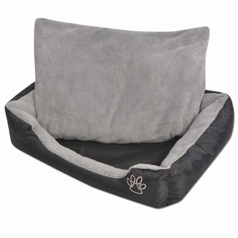 Lit pour chiens avec coussin rembourré taille l noir