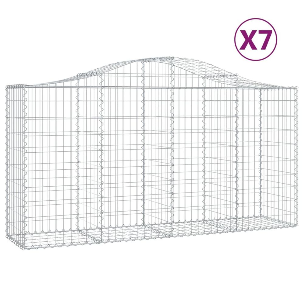 Paniers à gabions arqués 7 pcs 200x50x100/120 cm fer galvanisé