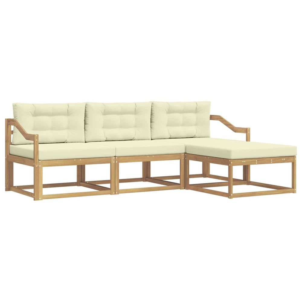 Ensemble de canapés d'extérieur 4 pc blanc et crème polyester