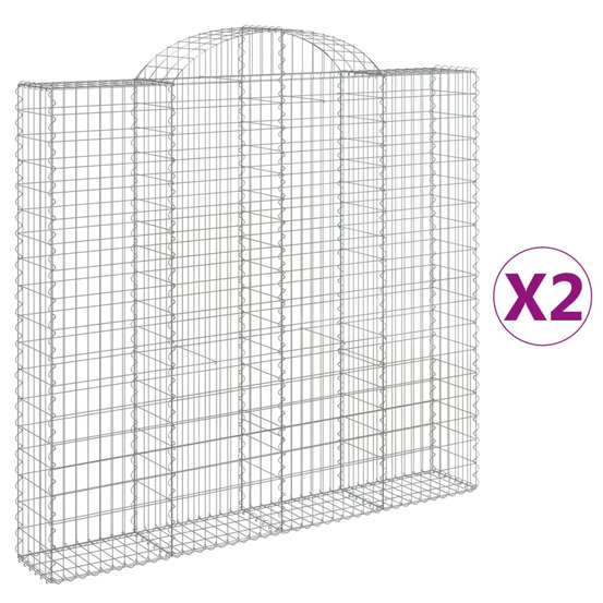 Paniers à gabions arqués 2 pcs 200x30x180/200 cm fer galvanisé