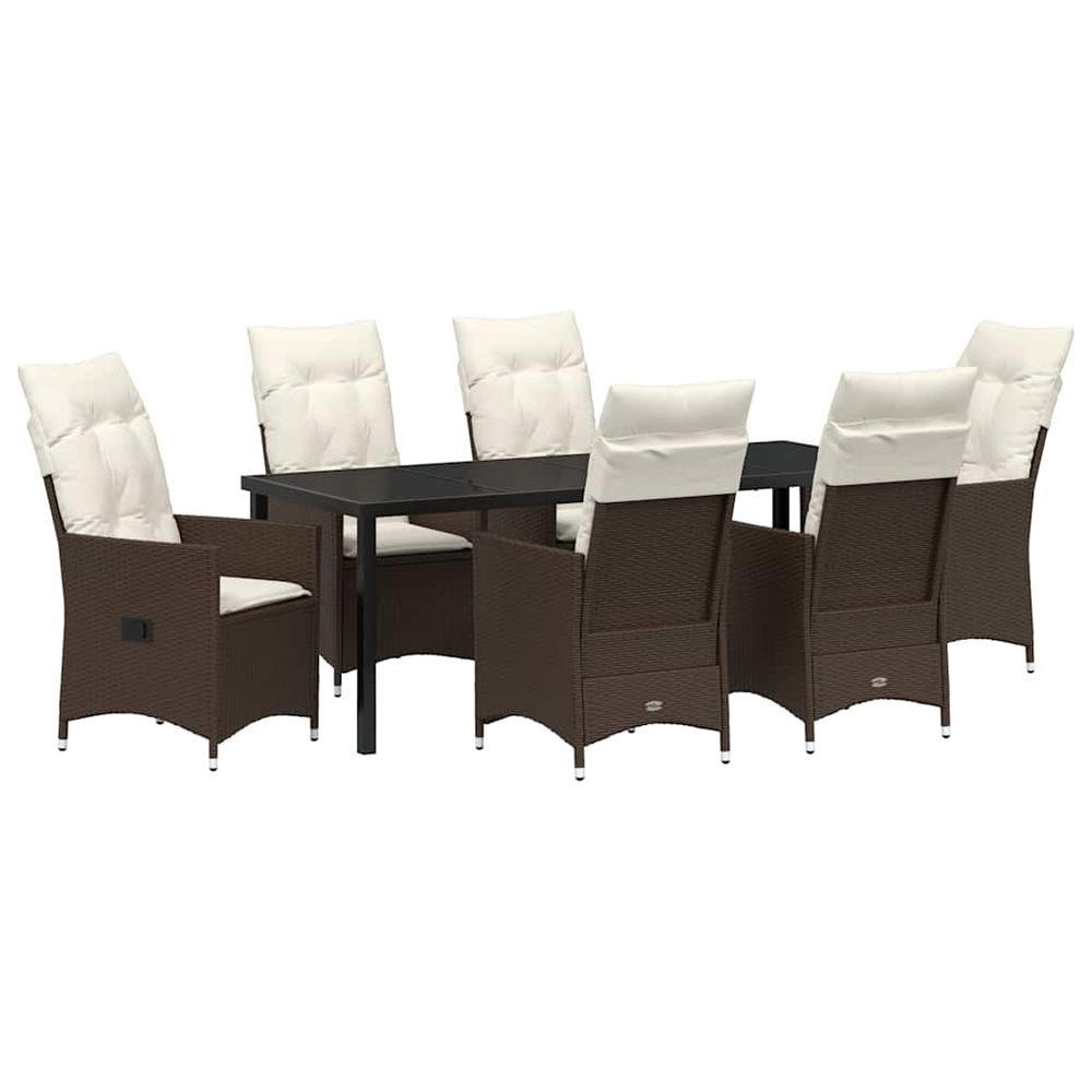 Ensemble de salle à manger pour jardin 7 pc marron polyrotin