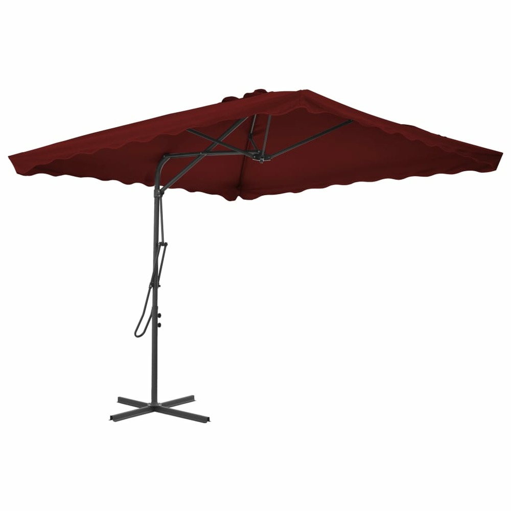 Parasol d'extérieur avec mât en acier 250 x 250 x 230 cm bordeaux