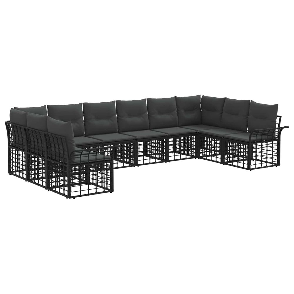Ensemble de canapés d'extérieur 10 pc noir et gris foncé