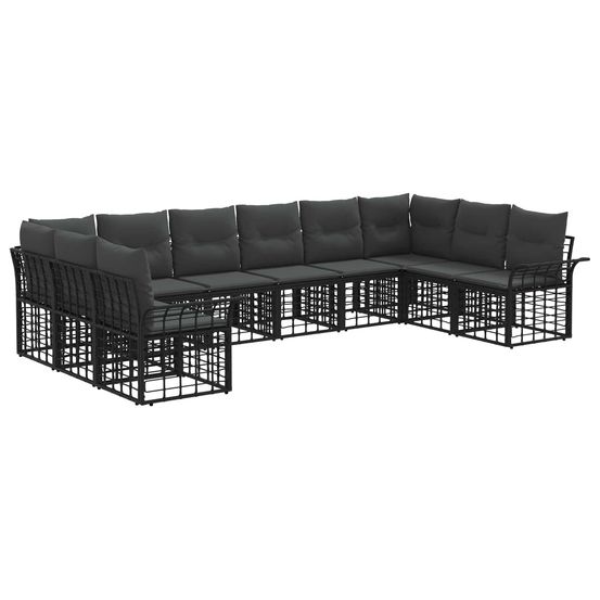 Ensemble de canapés d'extérieur 10 pc noir et gris foncé