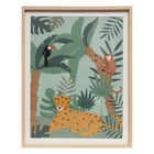 Toile enfant jungle - bois et verre - 40x50 cm