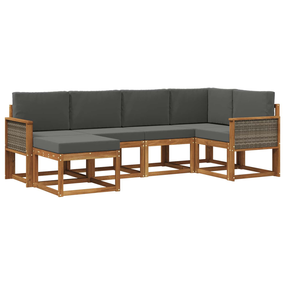 Ensemble de canapés d'extérieur 6 pcs naturel et anthracite