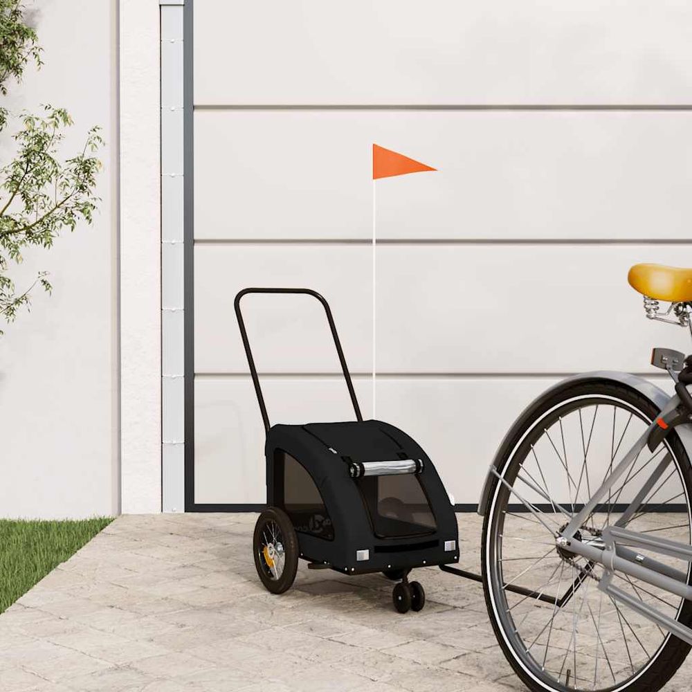 Remorque vélo pour chien en tissu oxford transport sécurisé 30kg noir