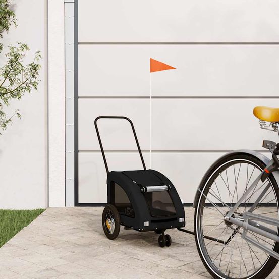 Remorque vélo pour chien en tissu oxford transport sécurisé 30kg noir