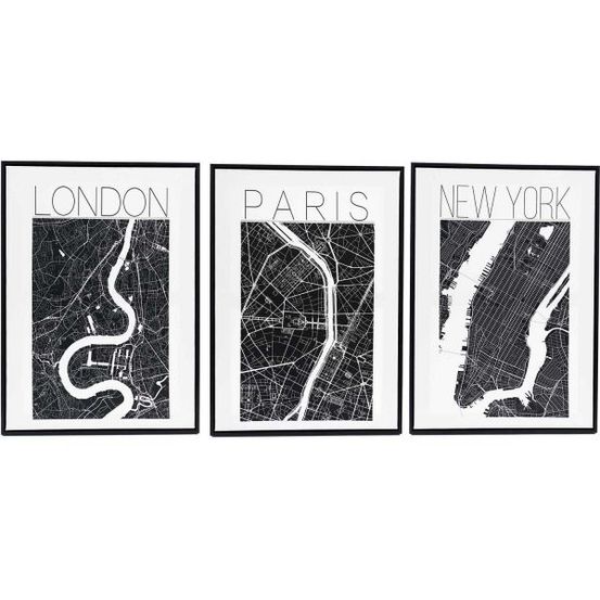 Assortiment de 3 cadres londres/paris/new york
