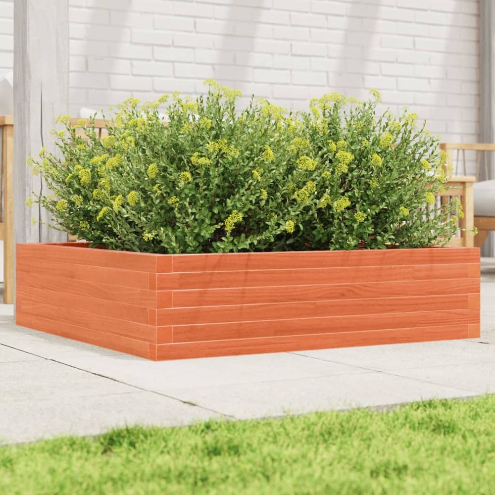 Jardinière carrée pin massif potager pour jardin cire marron 90x90cm