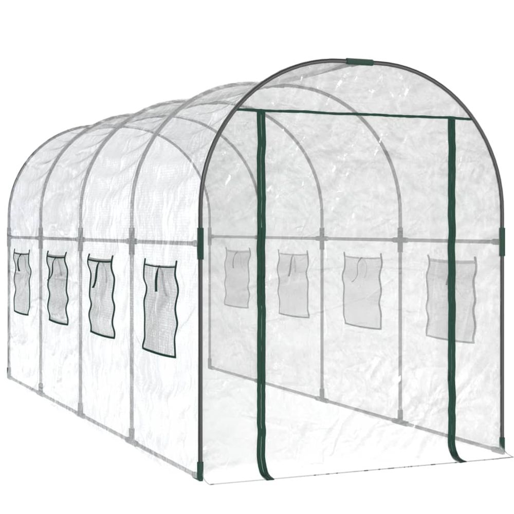 Serre transparent 160x400x190 cm pvc et acier enduit de poudre