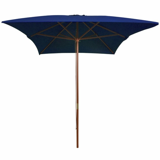 Parasol de jardin avec mât en bois bleu 200x300 cm
