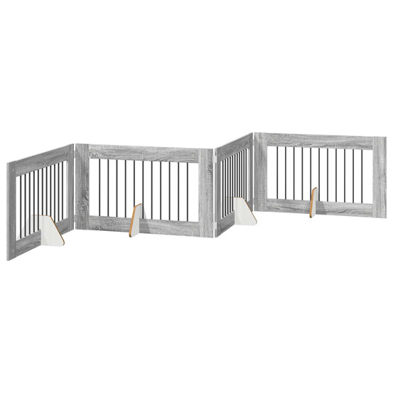 Porte de chien pliable avec supports 4 pcs sonoma gris 401 cm