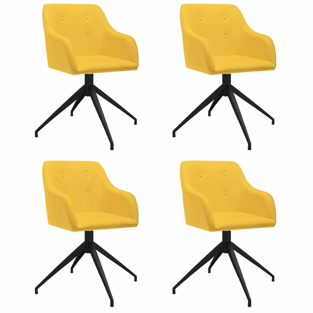 Chaises pivotantes de salle à manger 4 pcs jaune tissu