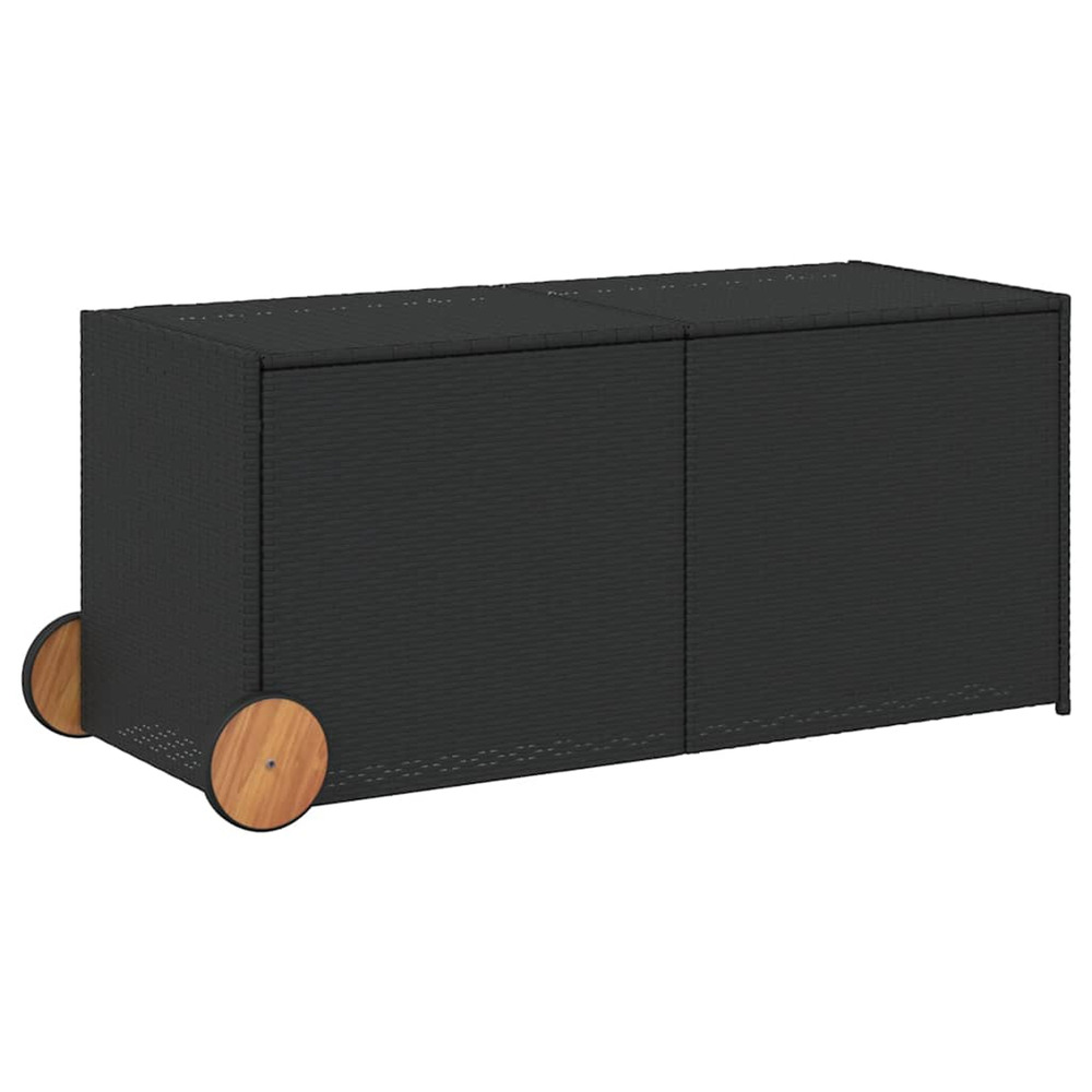 Boîte de rangement de jardin et roues noir 283l résine tressée