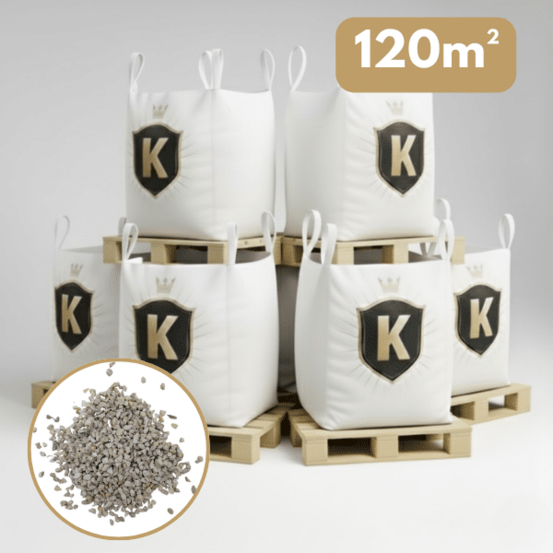 Gravillons calcaire blanc 6/10 mm – pack 6 big bag +/- 1,5t – 120 m²