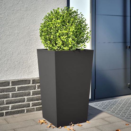 Jardinière haute carrée acier pour jardin terrasse balcon noir 45x75cm