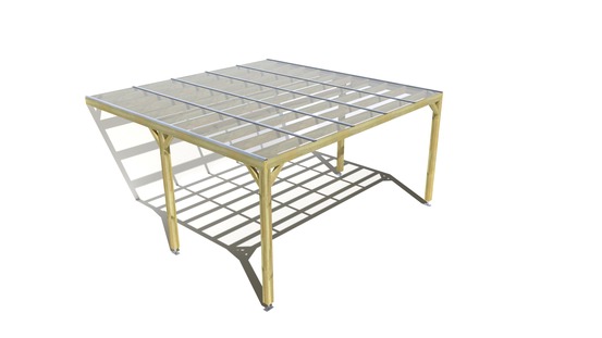 Pergola bois • 5m x 5m • adossée • sens largeur • couverture étanche transparente incluse • livraison comprise