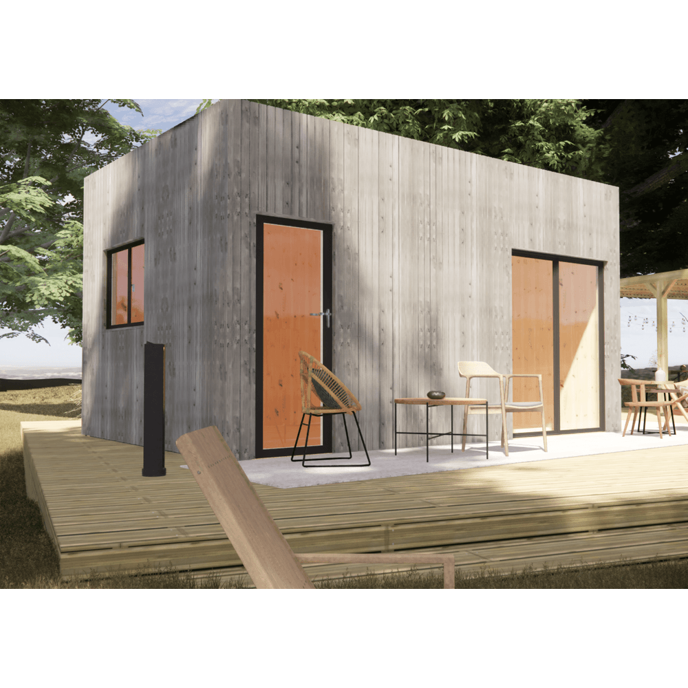 Studio de jardin re2020 en bois 5,5 x 3,5 x 3,2 m / isolation re2020 avec plancher isolé / menuiseries alu k-line