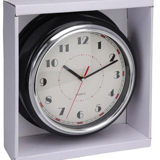 Horloge murale design noire et argent ø30 cm avec cadran lisible
