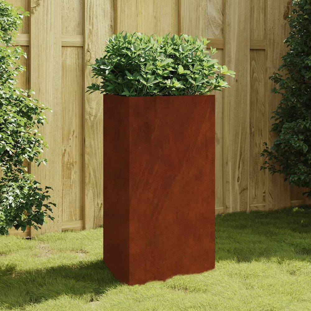 Jardinière haute décorative acier corten 50x43x75 cm